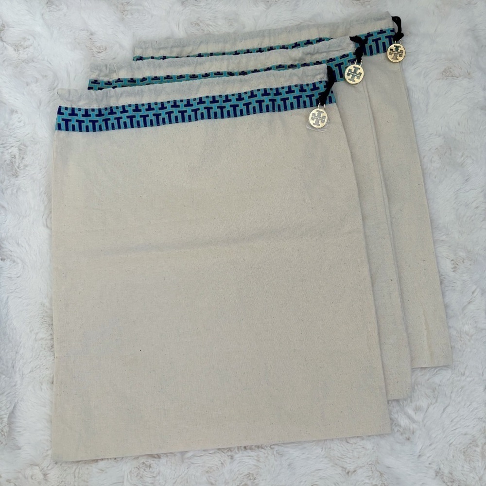 Tory Burch Set of 3 Dust Bags Muslin Logo 12.25" X 14.5"